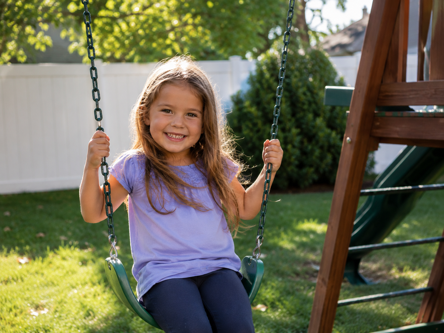 Original photograph of a young girl on a swing